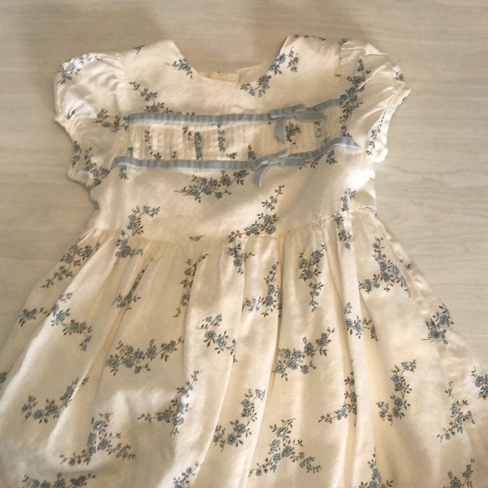 Janie and Jack blue flowered cream dress